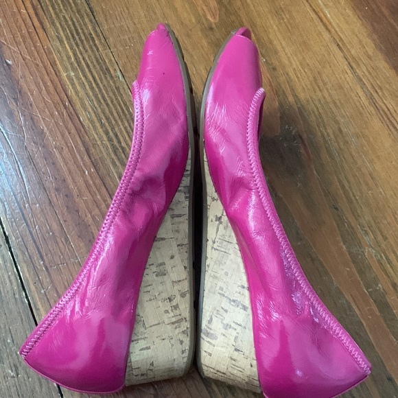 Cole Haan Fuchsia Open-Toe Wedges - Picture 9 of 11